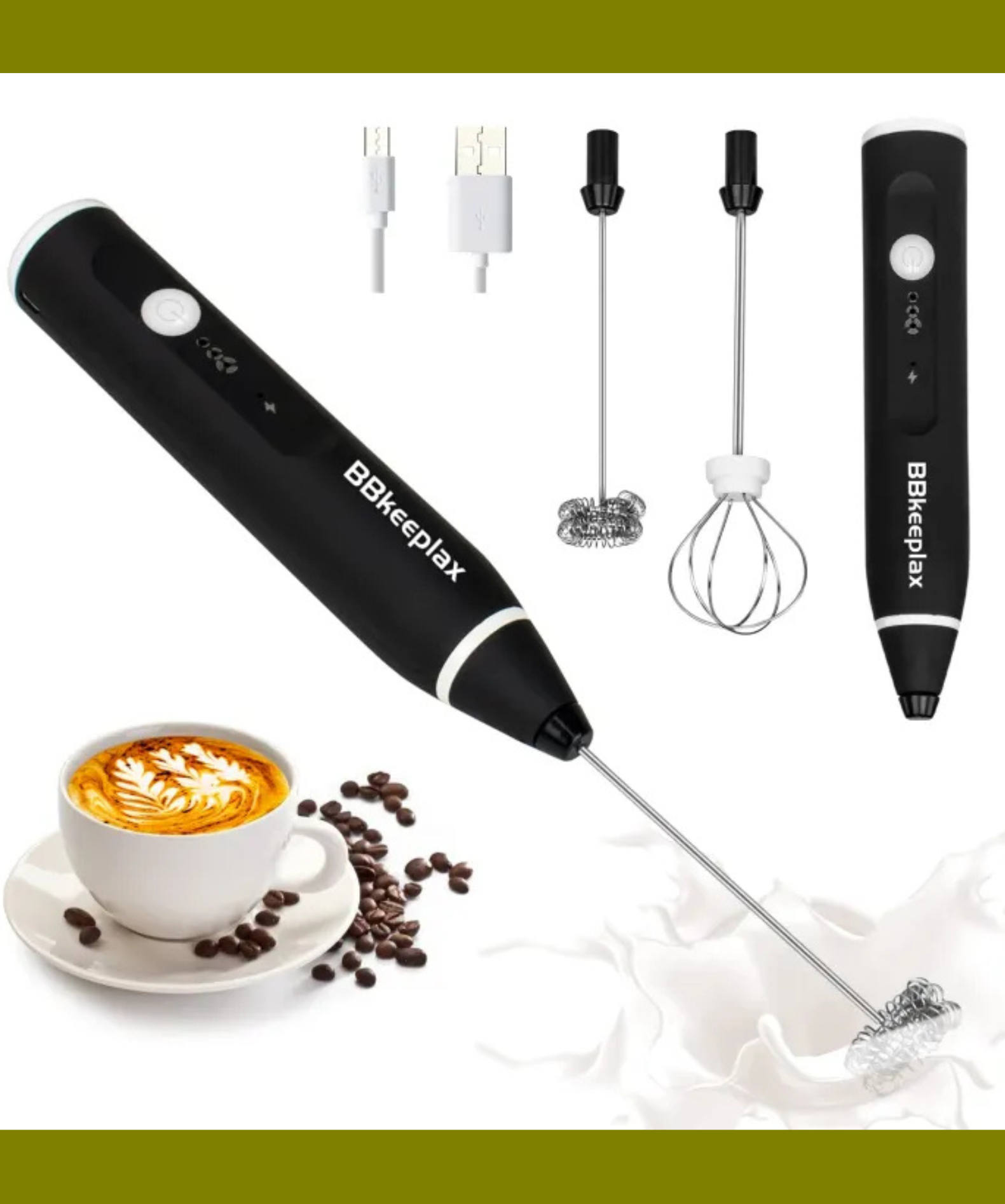 Rechargeable Electric Coffee Mixer Egg Beater Quick Frothing Action