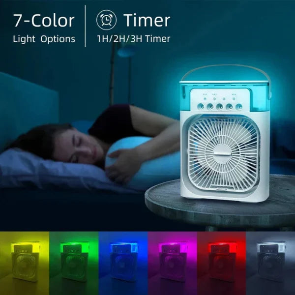 Portable Air Conditioner Fan Usb Electric Fan With Led Night Light, Fine Mist Water, And Humidifier Function |