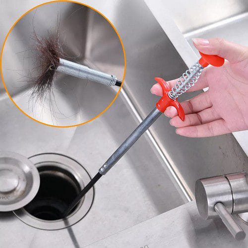 Stainless Steel Hair Catching Drain Cleaning Wire Spring  Sink Cleaning Stick